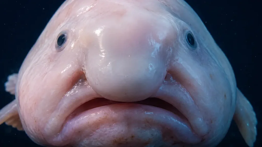 peixe gota de perto mostrando corpo gelatinoso e pele rosada