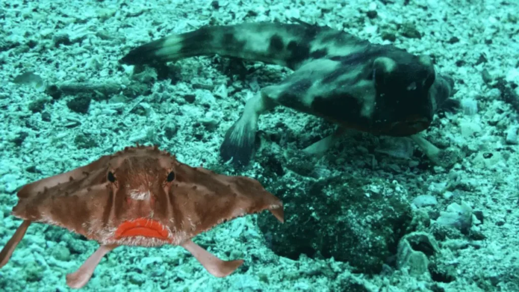 peixe-morcego-de-boca-vermelha apresenta uma anatomia única